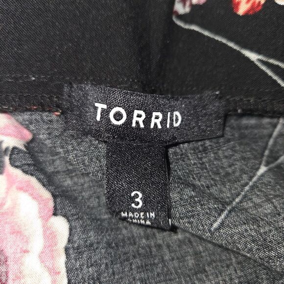 Torrid Black Floral Midi Challis Handkerchief Skirt Size 3 3x - Picture 5 of 6
